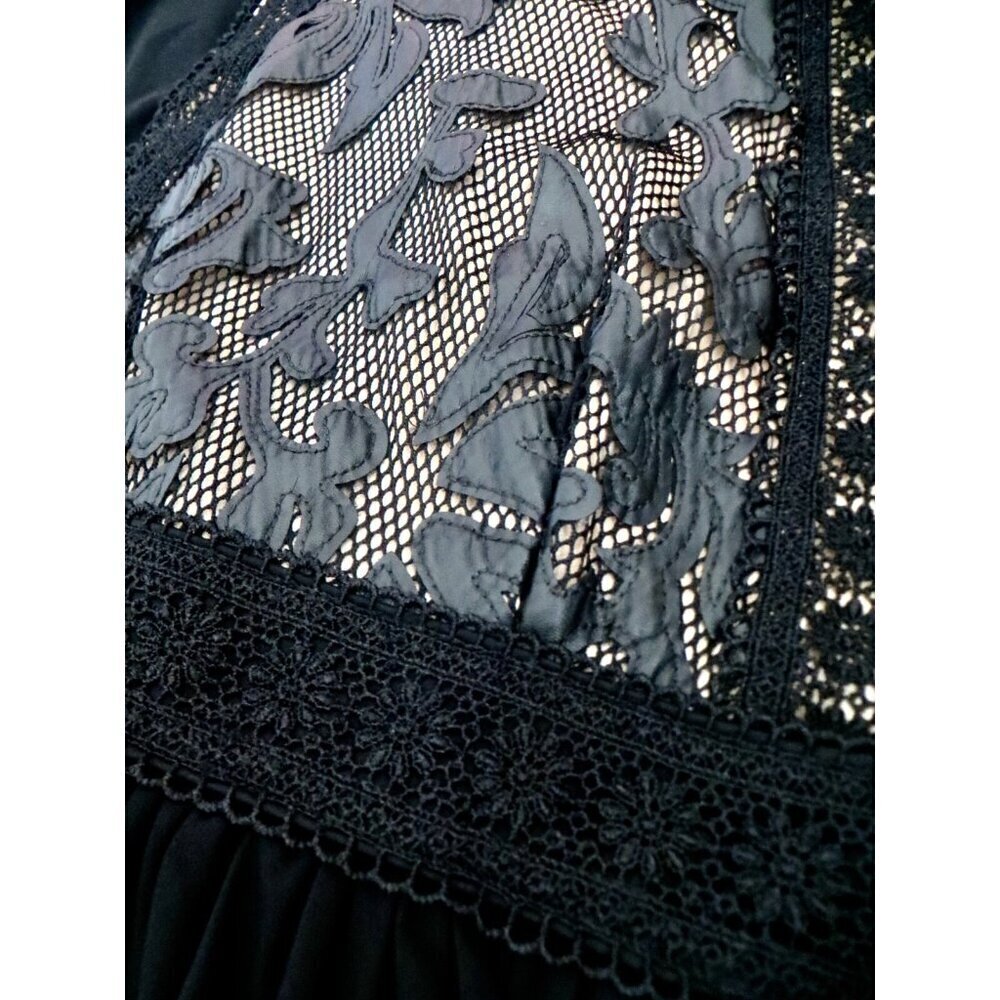 INA Hi Low Hem Cut Out Detail Maxi Dress Faux leather with Lace Black SZ M - Picture 12 of 15